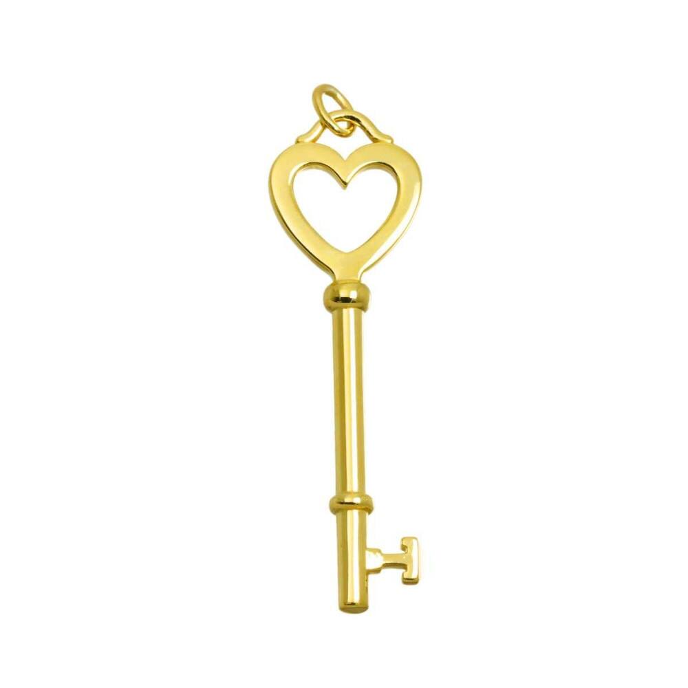 Tiffany & Co. Heart Key Pendant Top 18K YG Yellow Gold 750